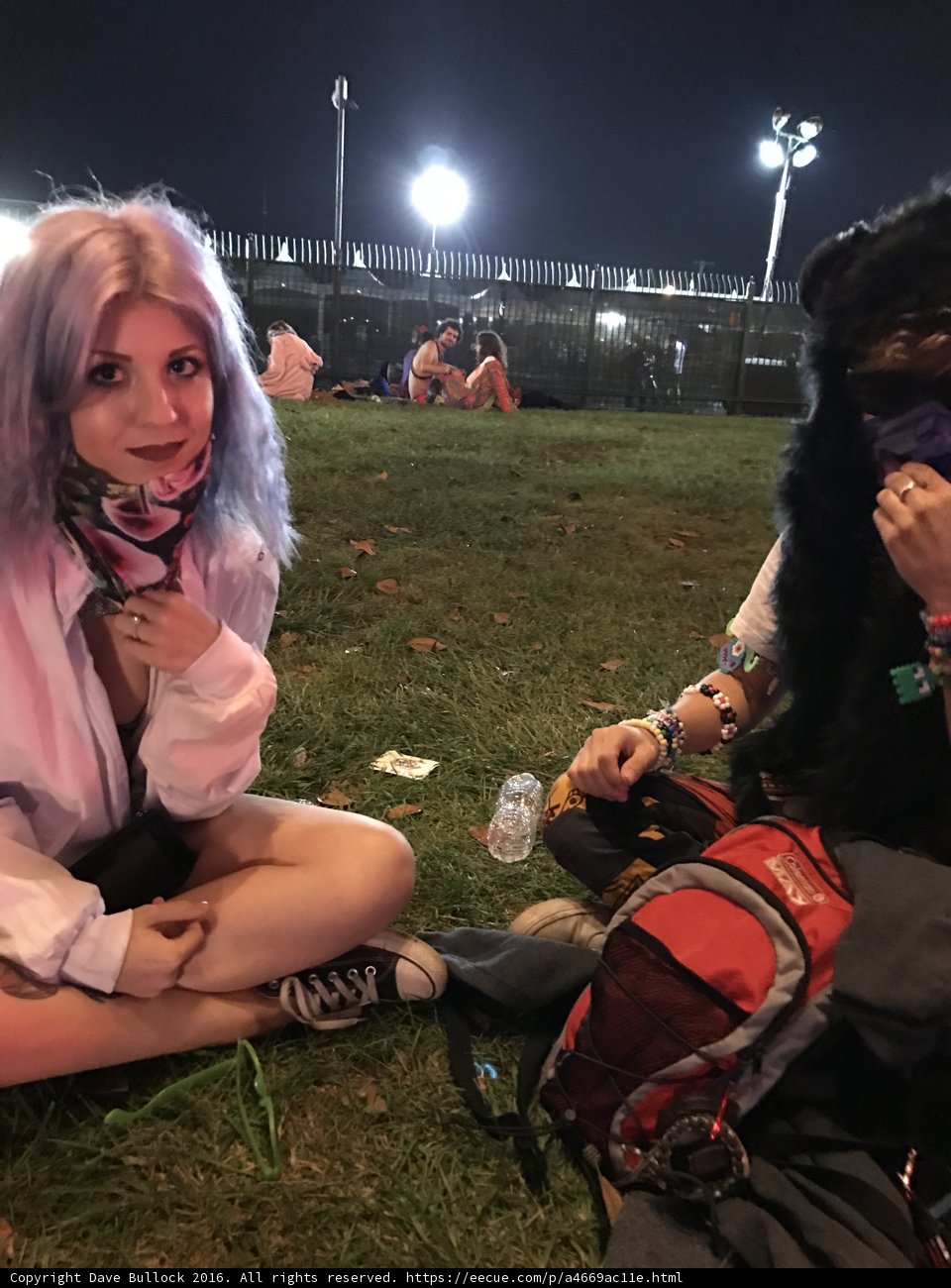 Masked Women Enjoying Night Outdoors