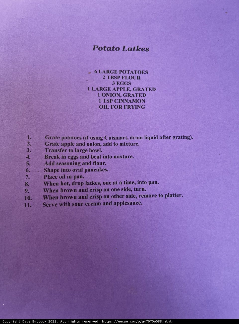 Recipe Ingredients List