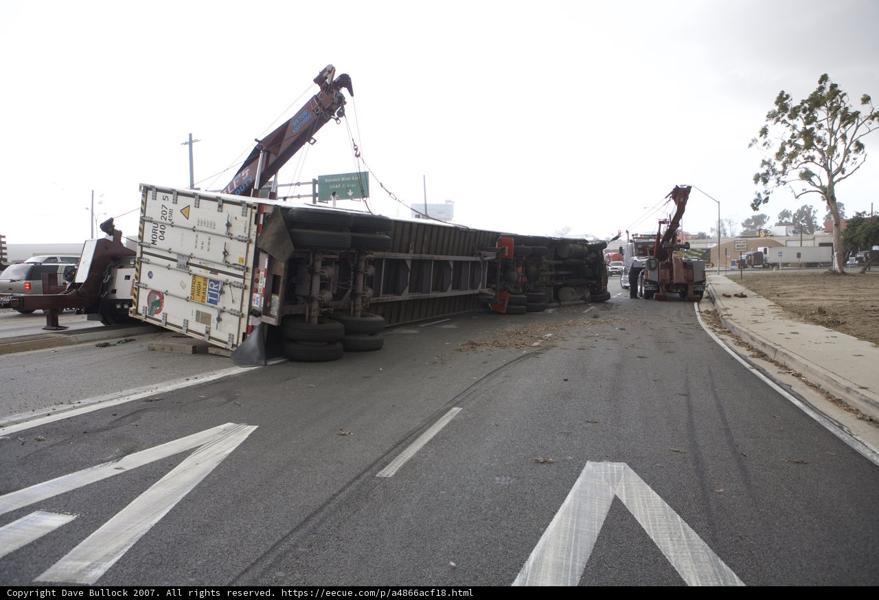 Truck Lifted off Road