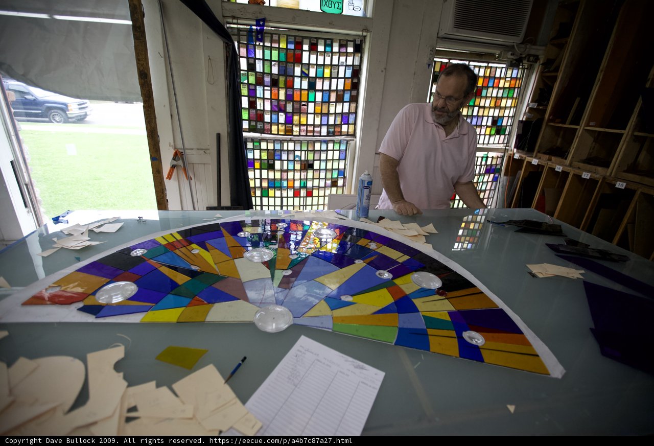 Crafting Stained Glass: Man at Work