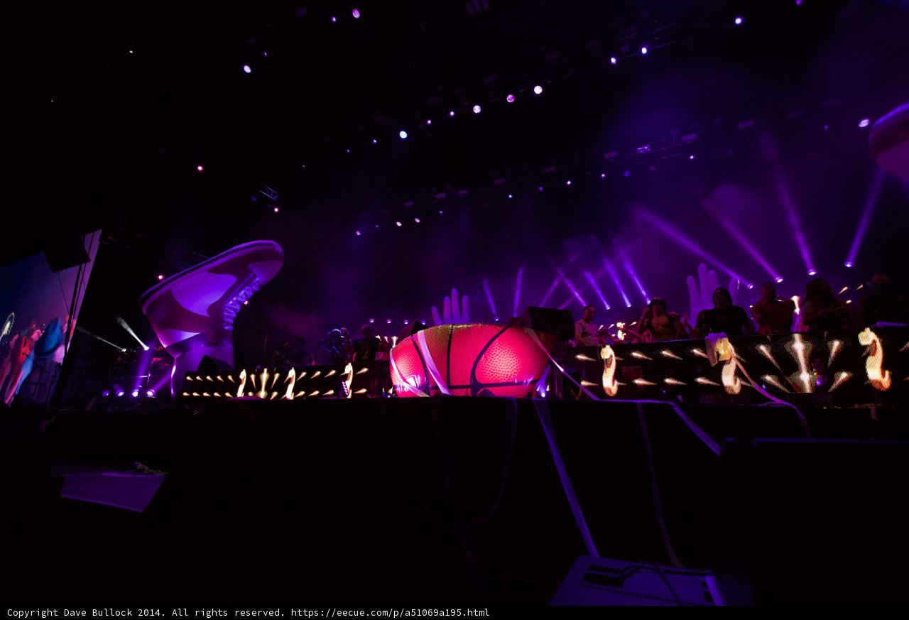 Purple Spotlight on a Rock Stage