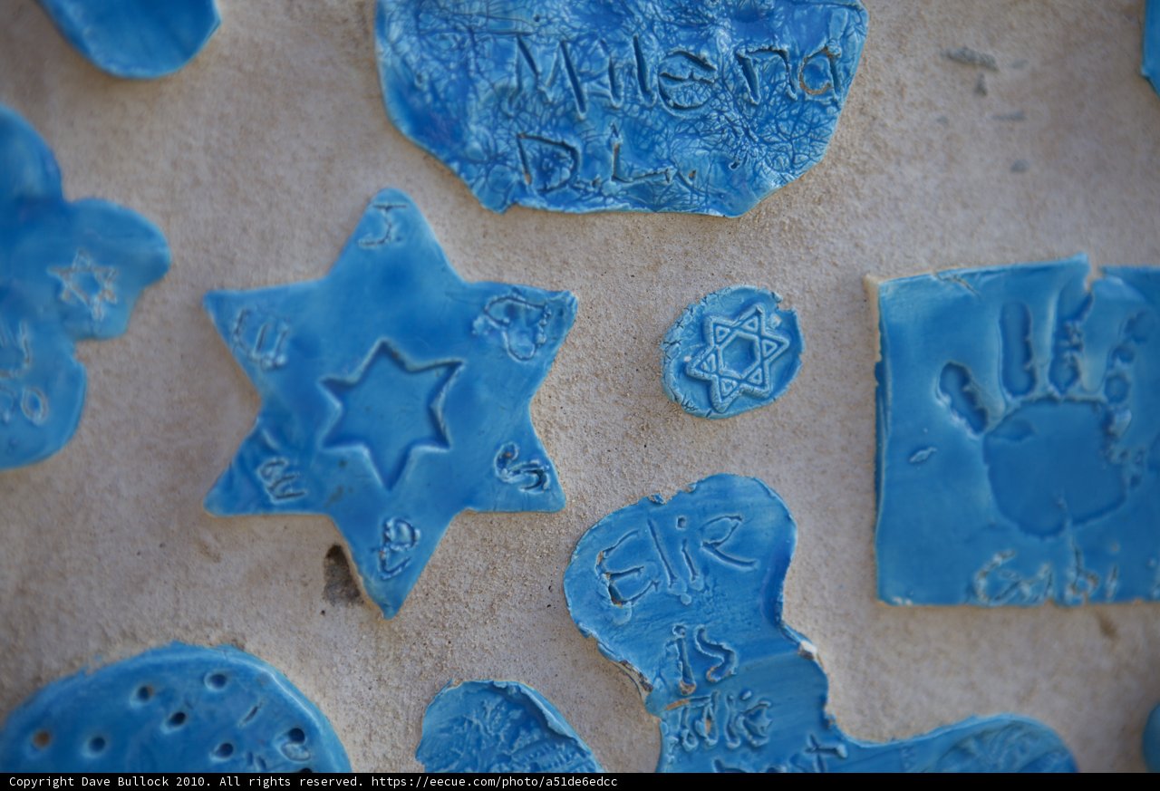 Blue Ceramic Wall of Names and Symbols
