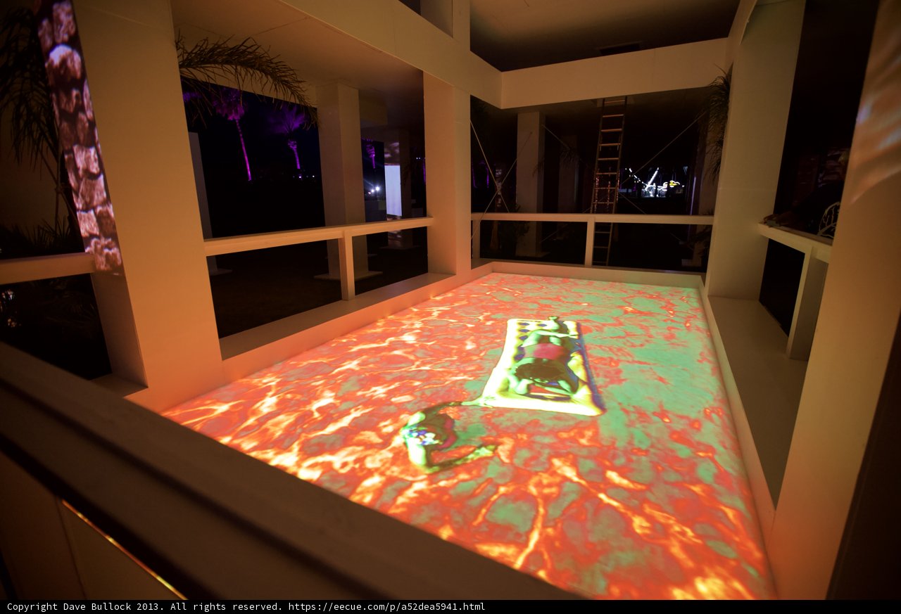 Red-Lit Pool in a Resort