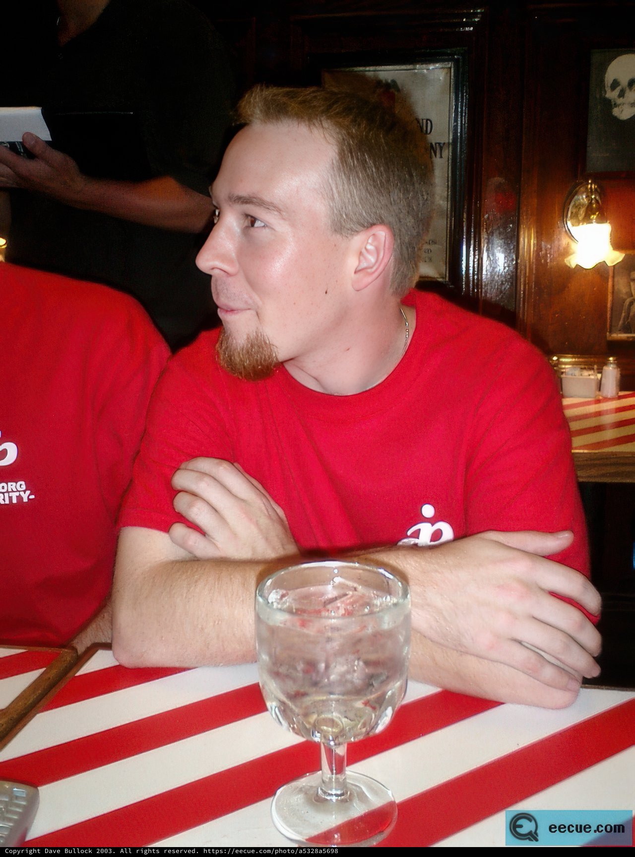 Red Shirted Man at Restaurant