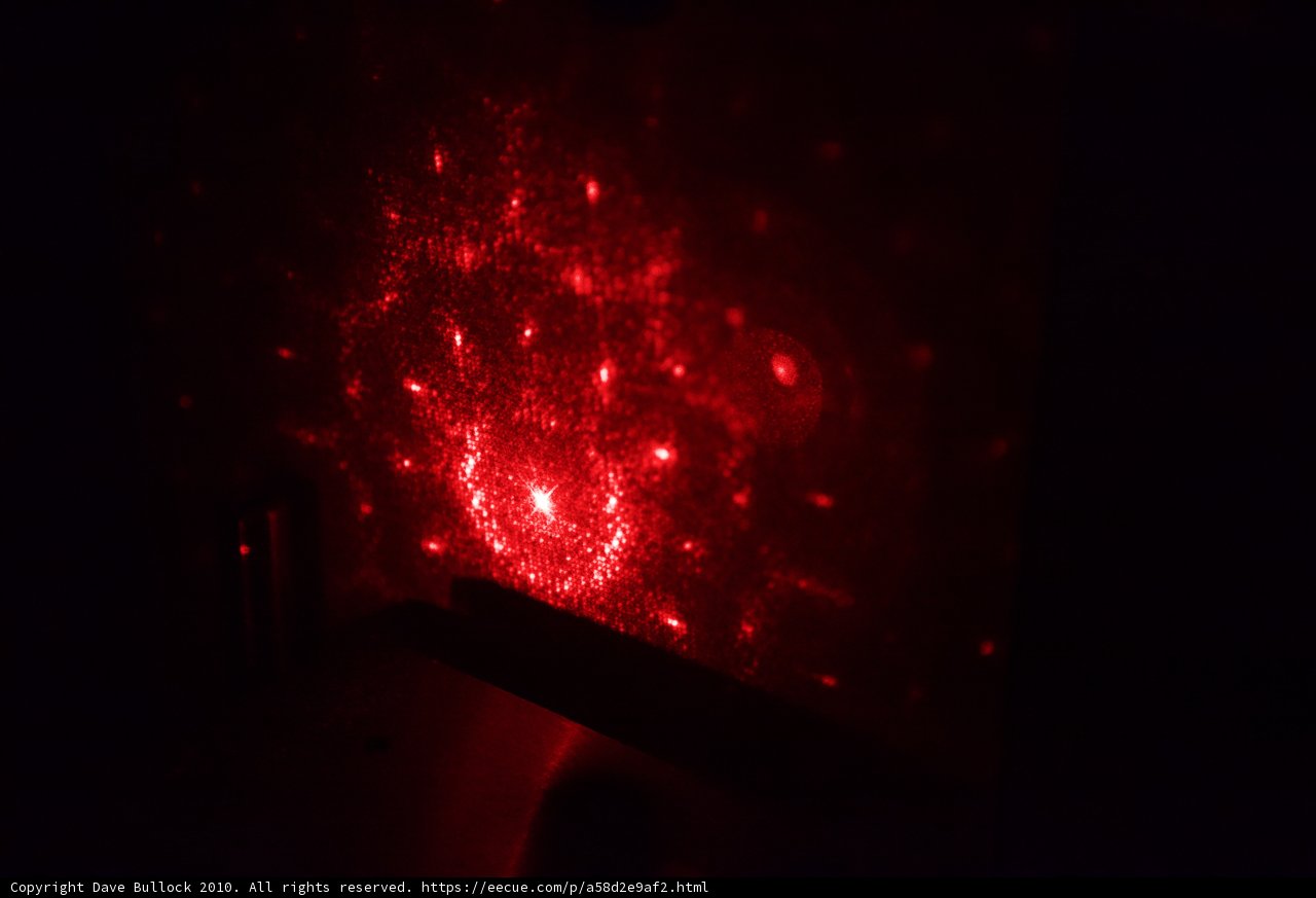 Red Laser Light Illuminates Wall