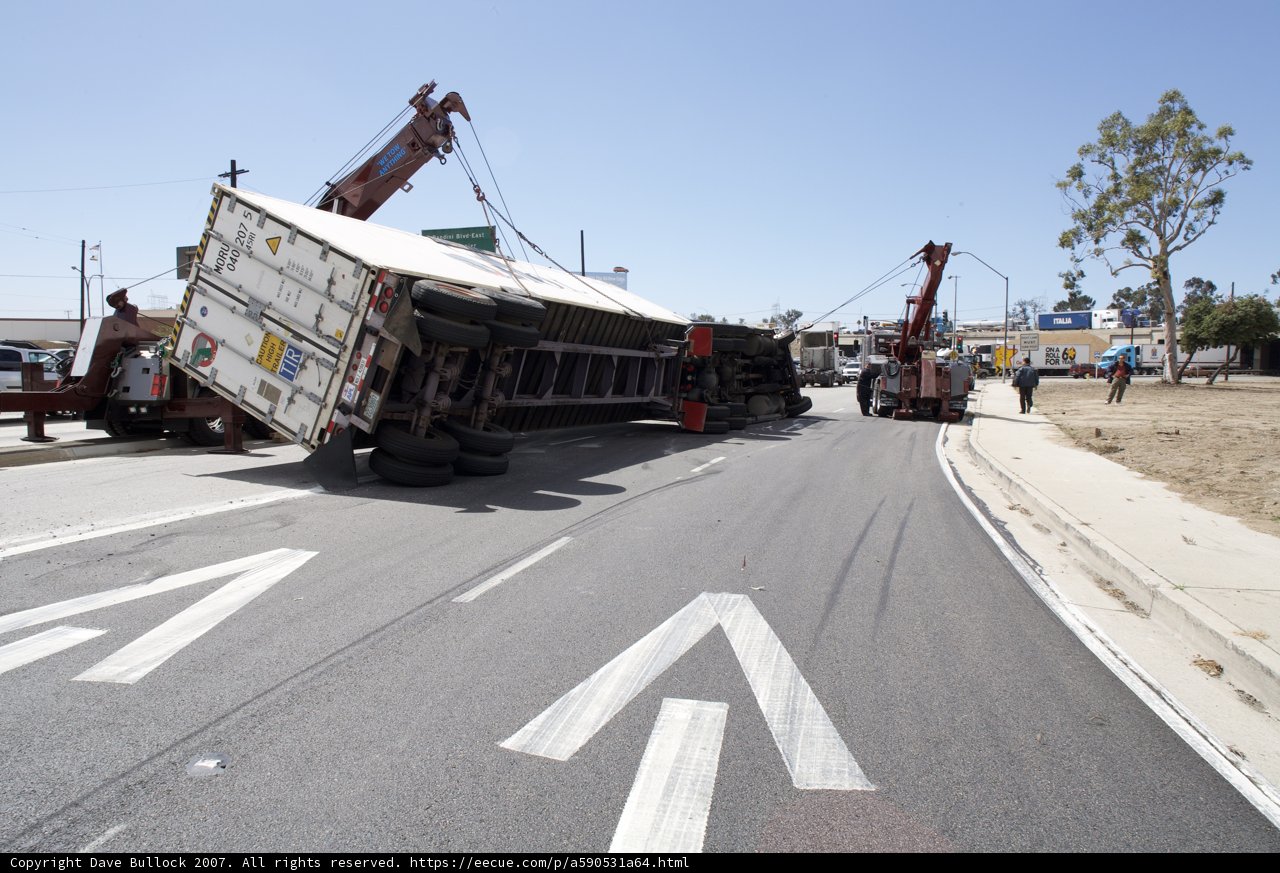 Overturned Truck on the Road