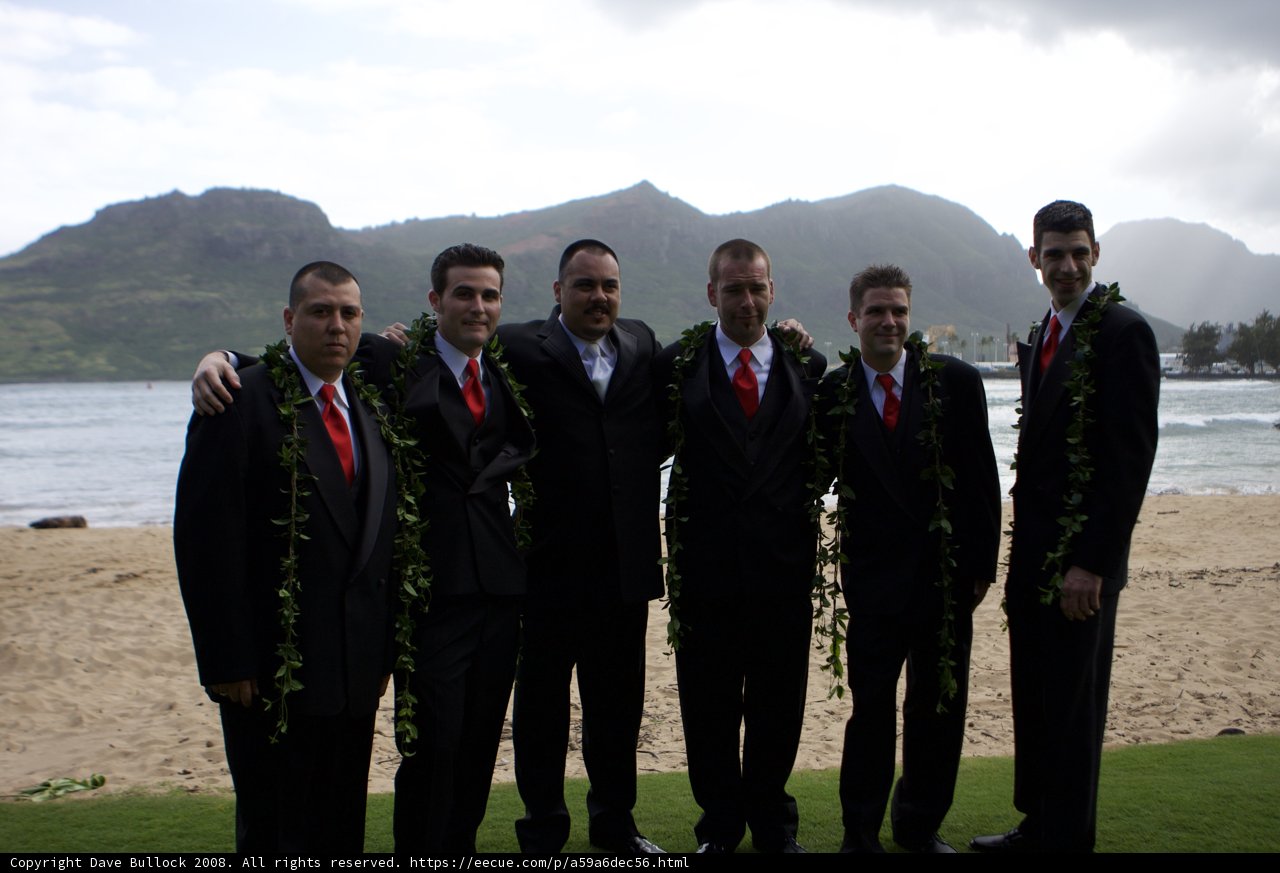Group of men at Hawaii beach
