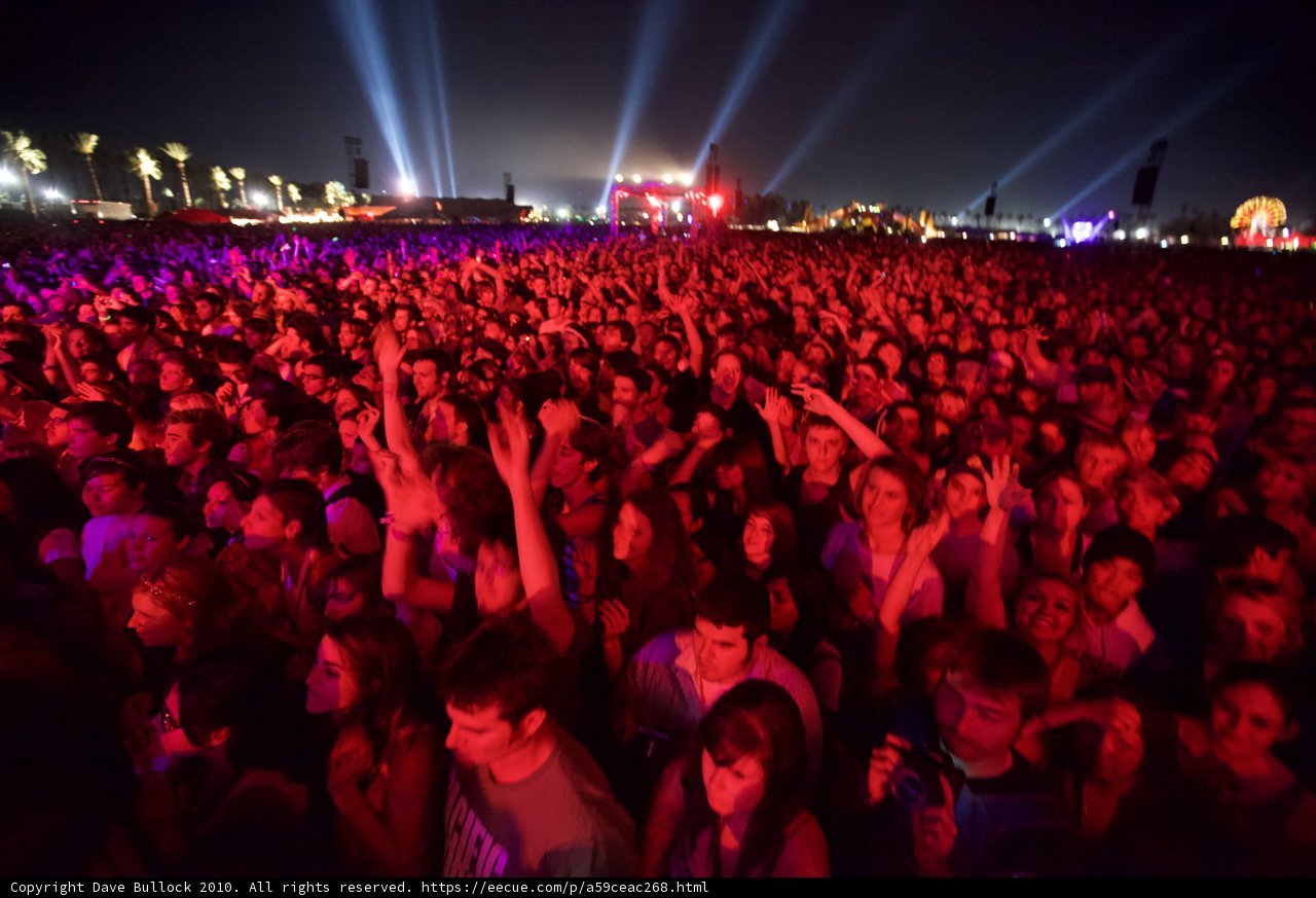 Nighttime Urban Concert Crowd