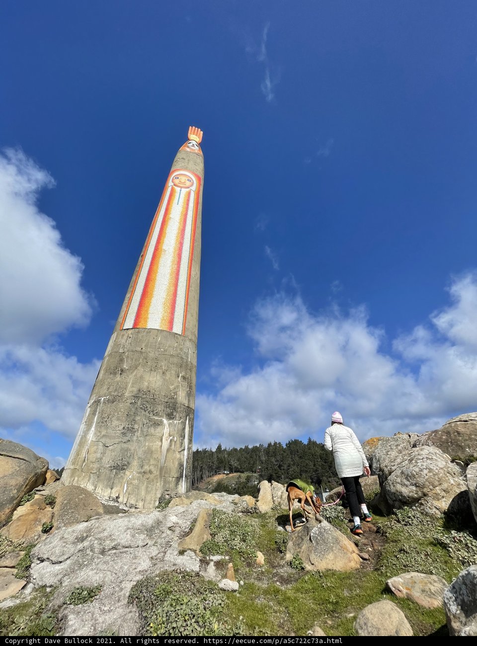 Man and his Dog Enjoy the View from Jenner Lighthouse