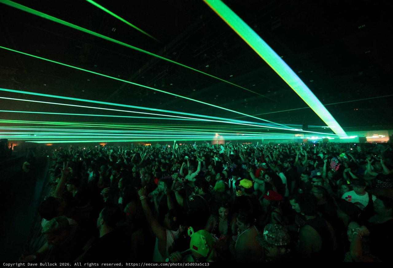 Green Laser Storm Over Massive EDM Festival Crowd