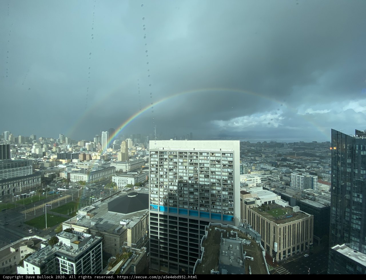 Spectacular Double Rainbow over San Francisco's Urban Skyline
