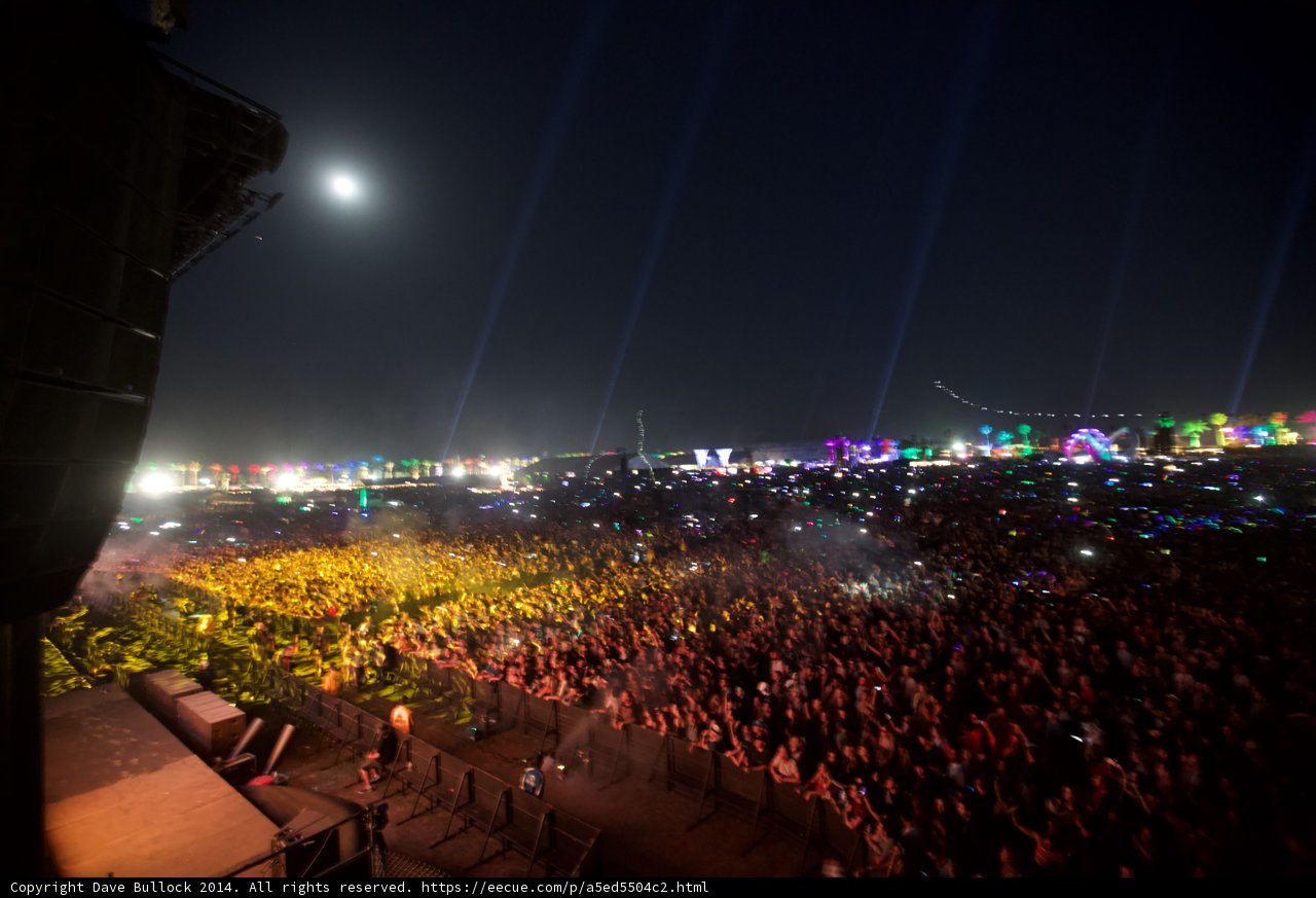 Nighttime Crowd at Coachella Music Festival