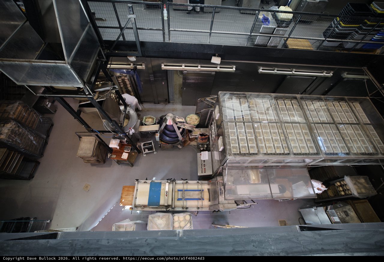 Aerial View of Commercial Bakery Production Floor