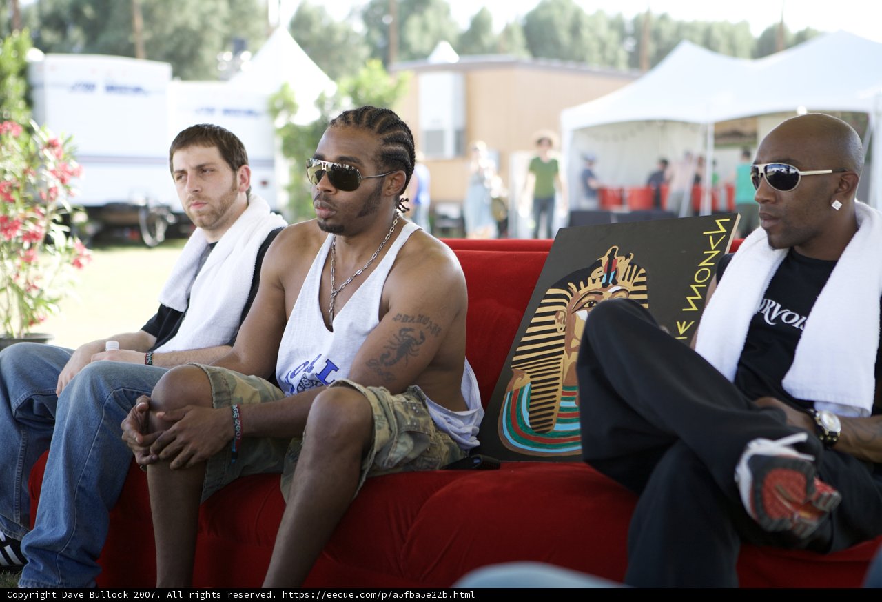 Pharoahe Monch lounges on a couch at Coachella