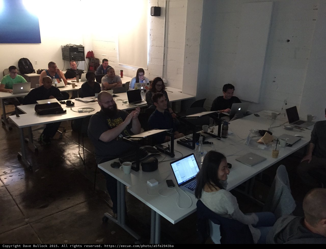 Tech Workshop Attendees Focused on Laptop Screens