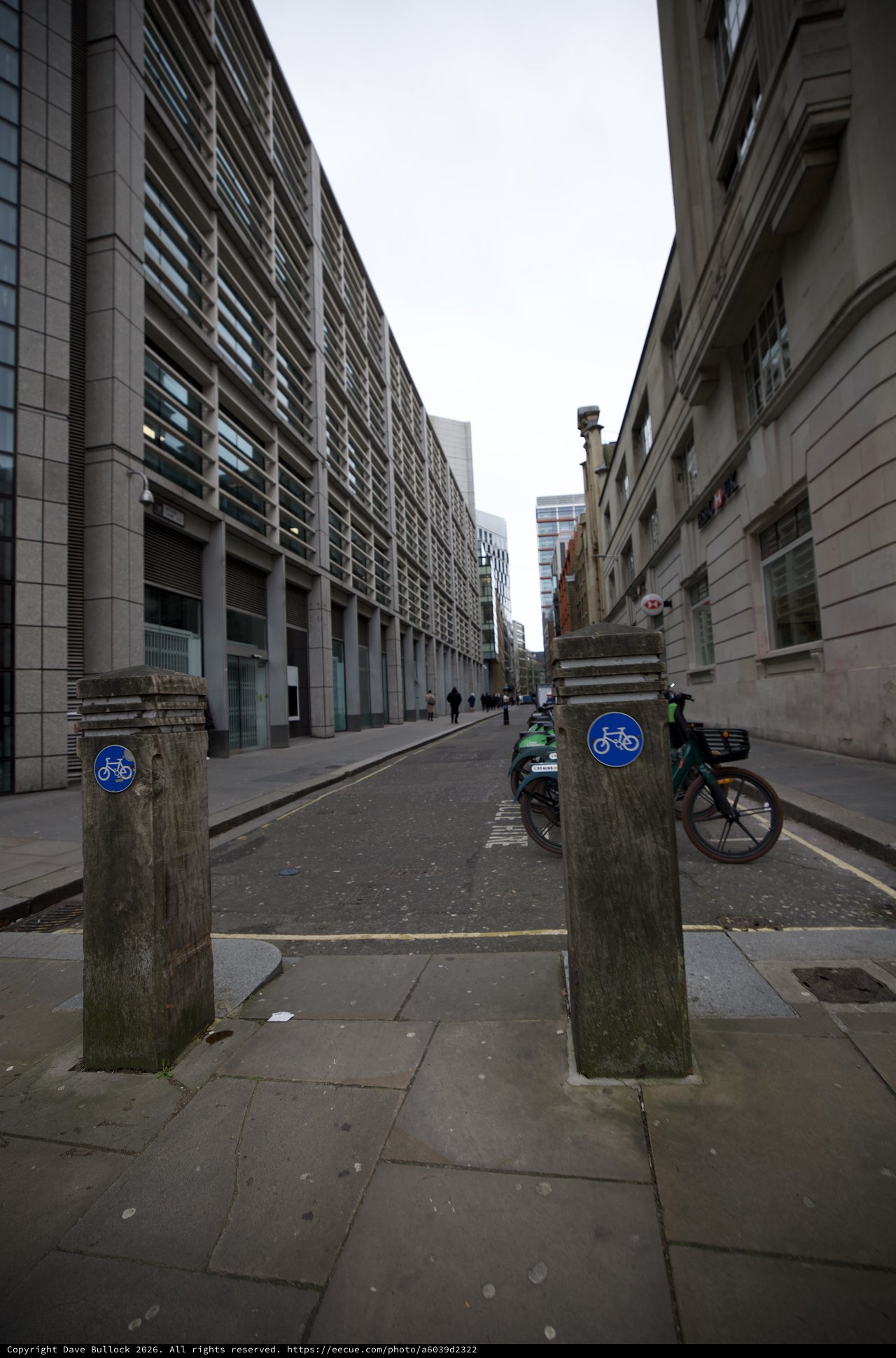 Urban Cycling Lane on Overcast London Street