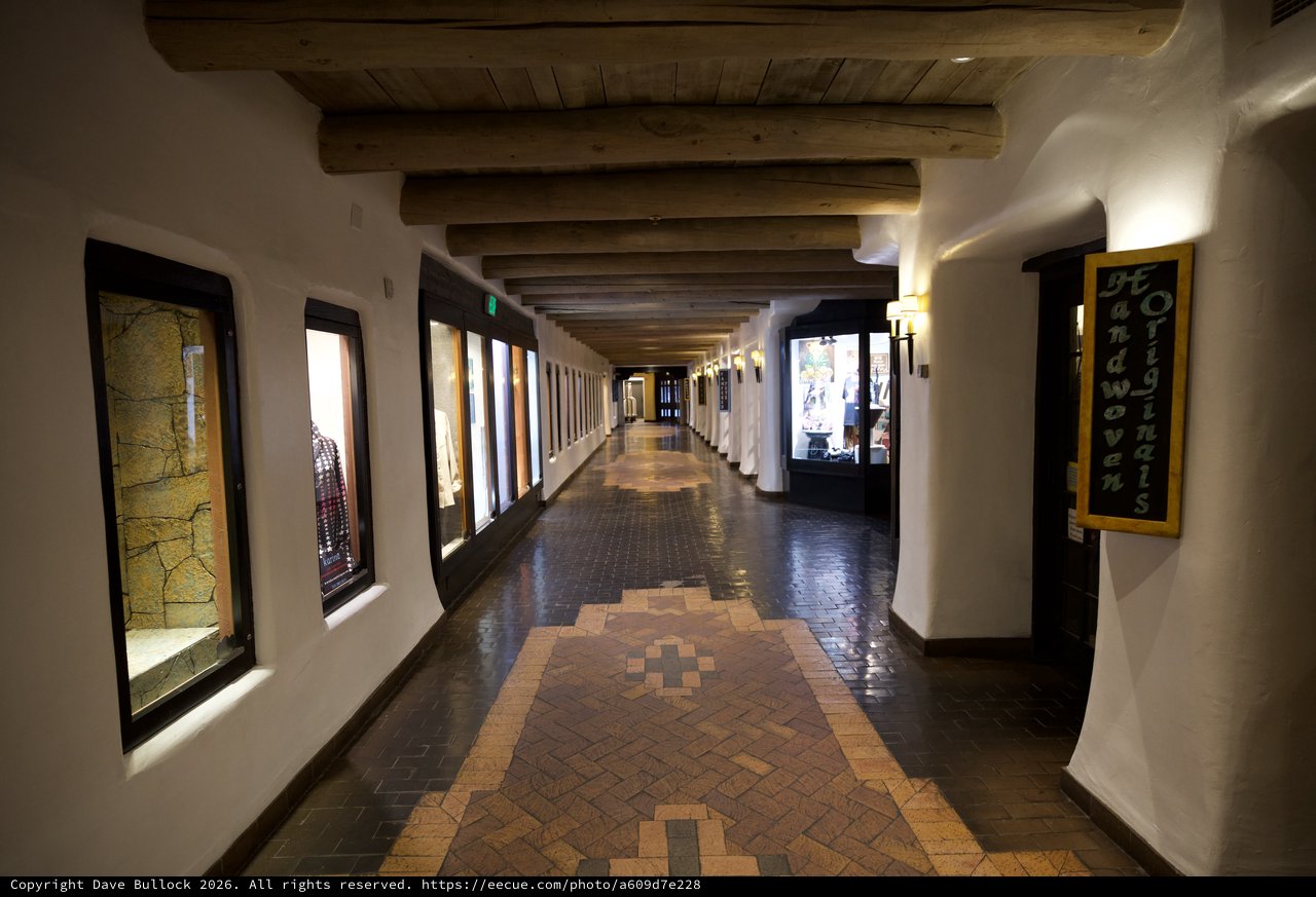 Southwestern Adobe Corridor with Decorative Tile Runner