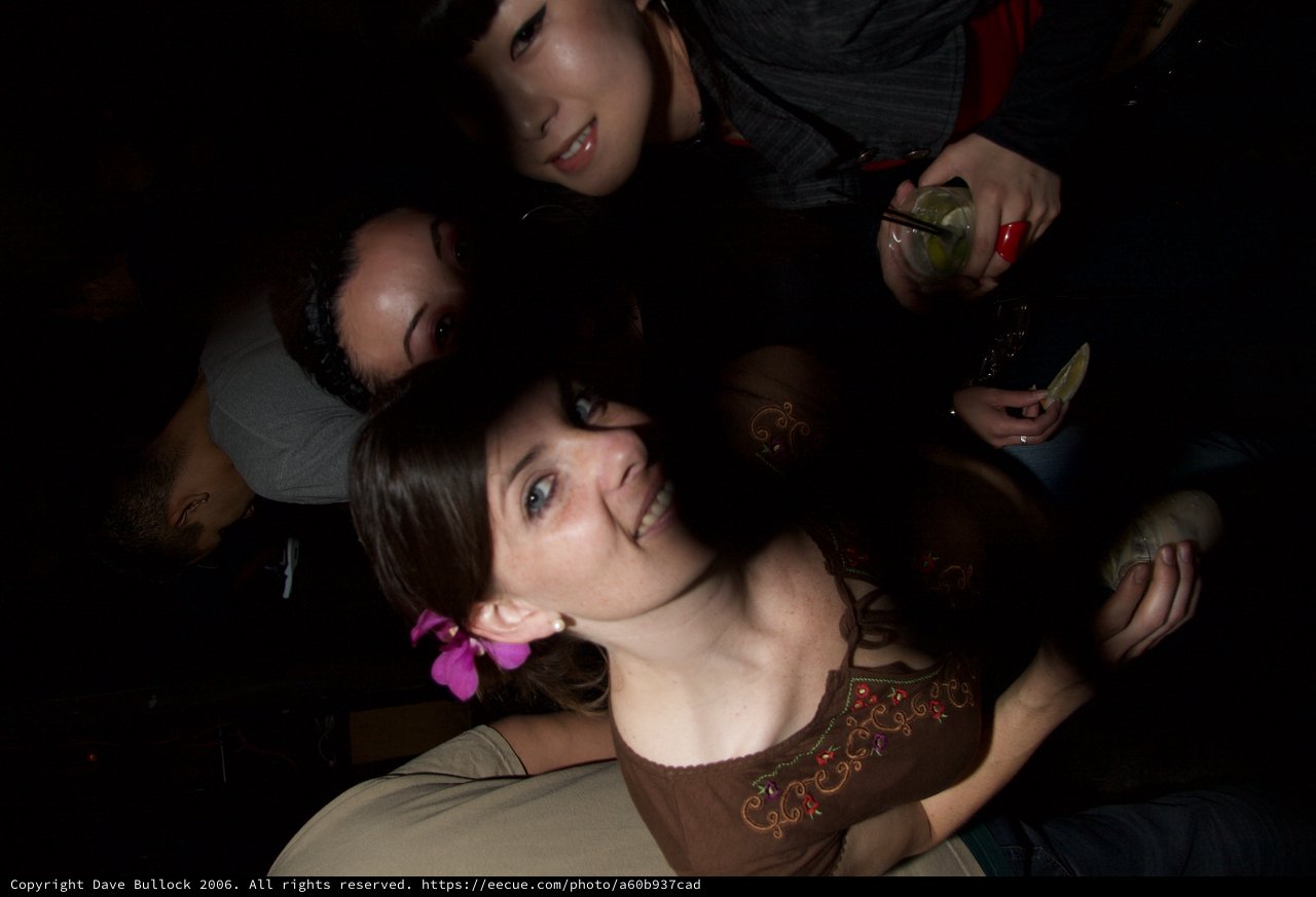 Friends Leaning In at a Nightclub Art Walk