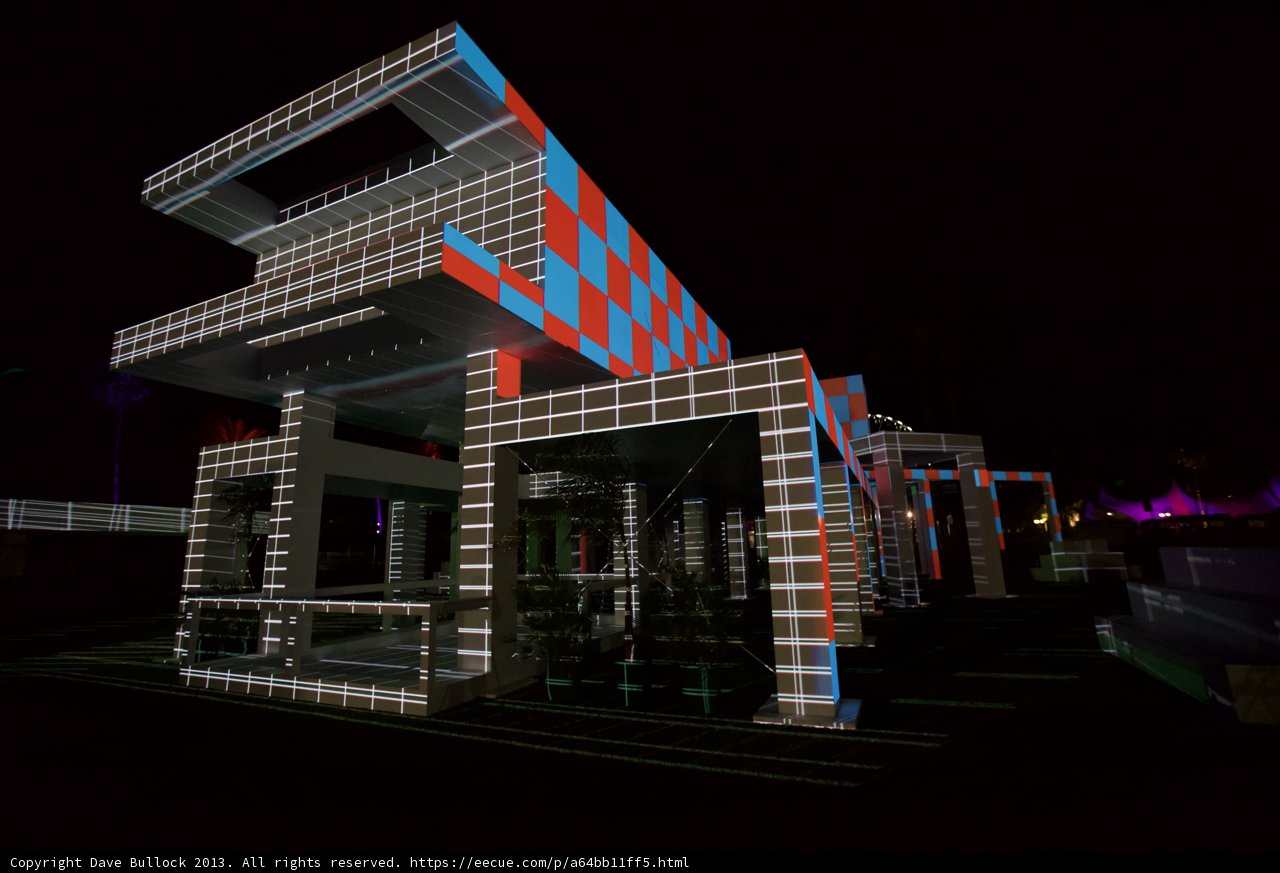 Vibrant Building Illuminated at Night