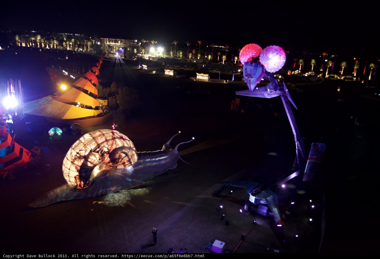 Glowing Snail Takes Over Coachella Nightlife