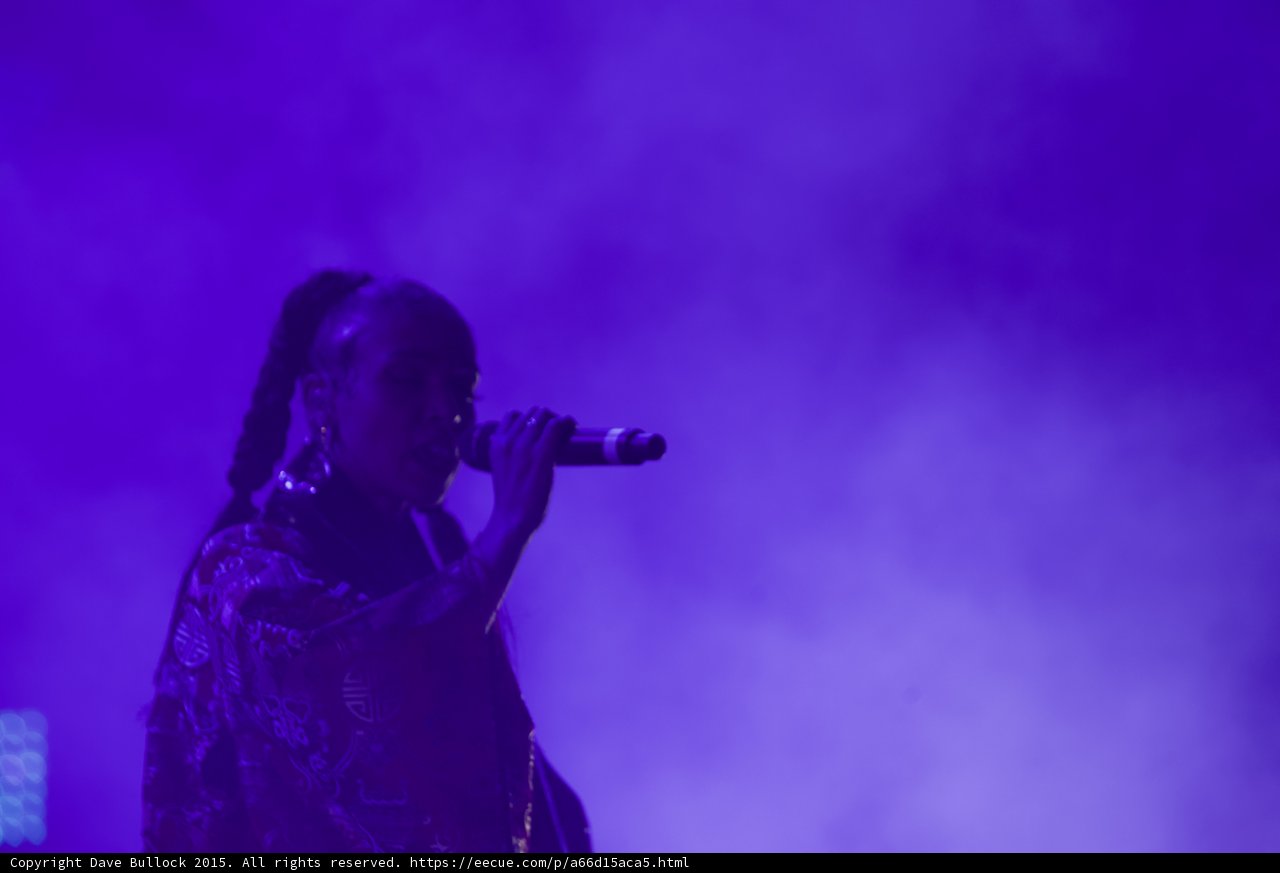 FKA twigs Silhouette Profile Portrait Singing Braided Ponytails Hoop Earrings Kimono Purple Atmospheric Haze