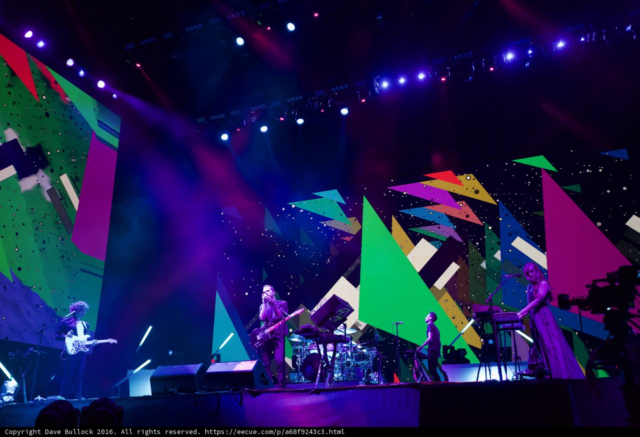 Electric Night: A Band on Stage with Colorful Lights