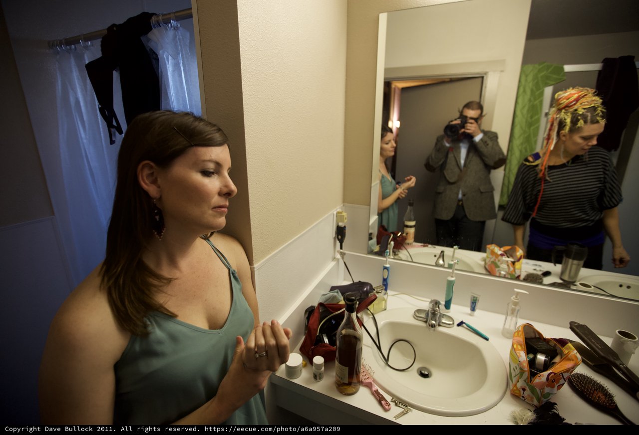 Behind the Scenes: Bride Prepares in Bathroom Mirror
