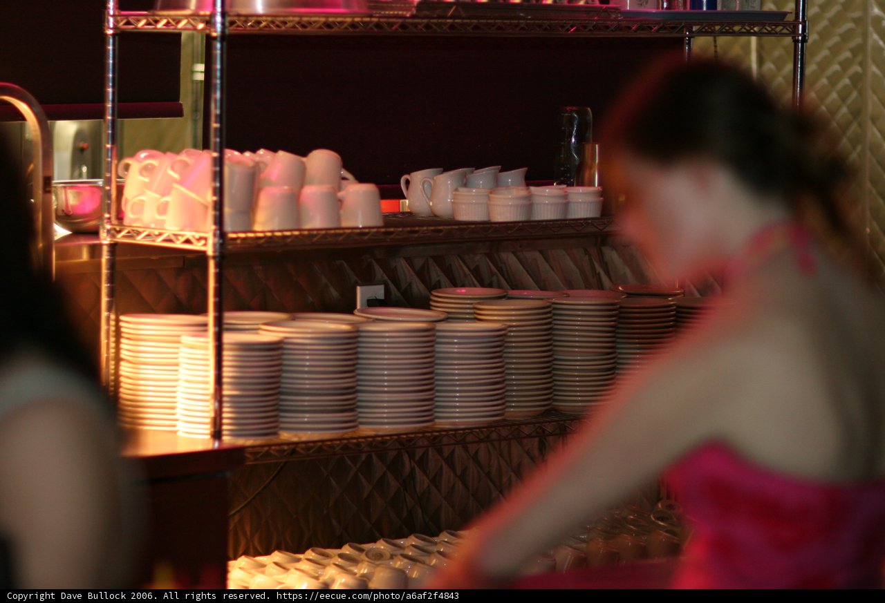 Pink Lady in a Restaurant Cafe
