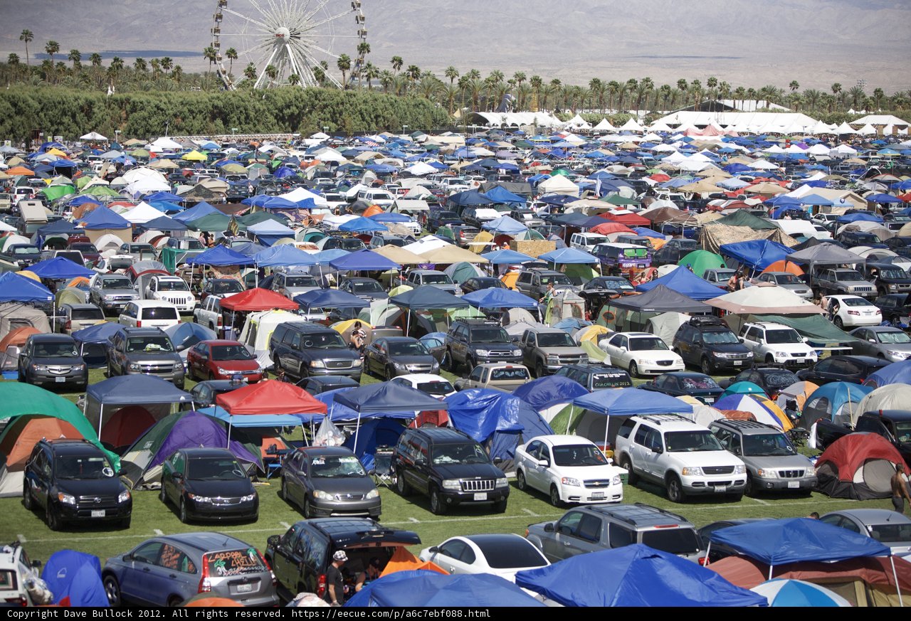 A Sea of Cars and Tents at Coachella
