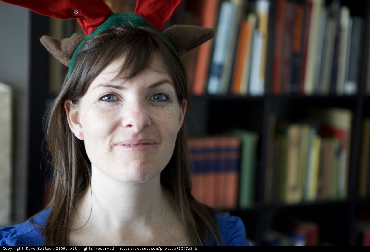 Festive Reindeer Headband Portrait on Christmas Day