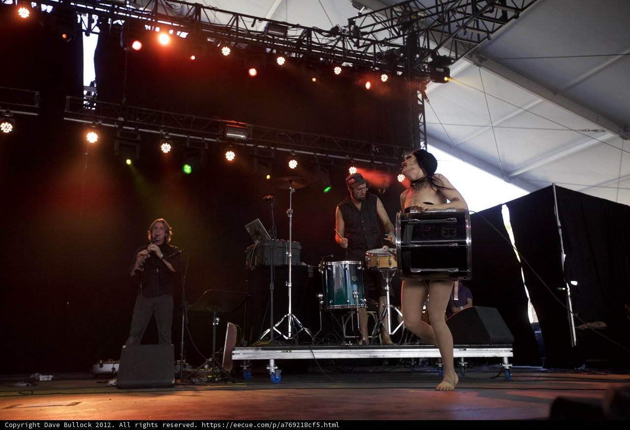 Bikini-Clad Performer Jamming on Stage
