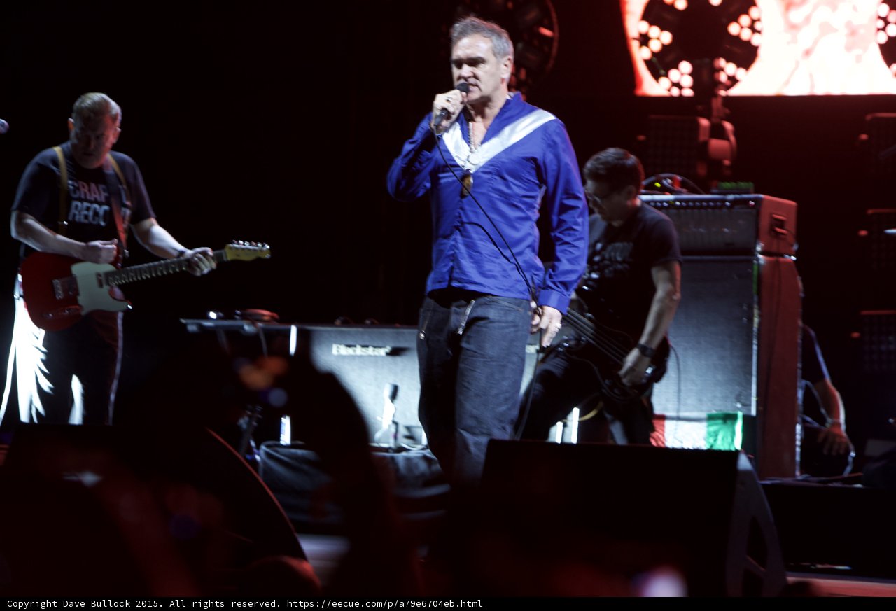 Morrissey Singing Blue Shirt Guitarist Red Telecaster Bassist Italian Flag Blackstar Red Screen