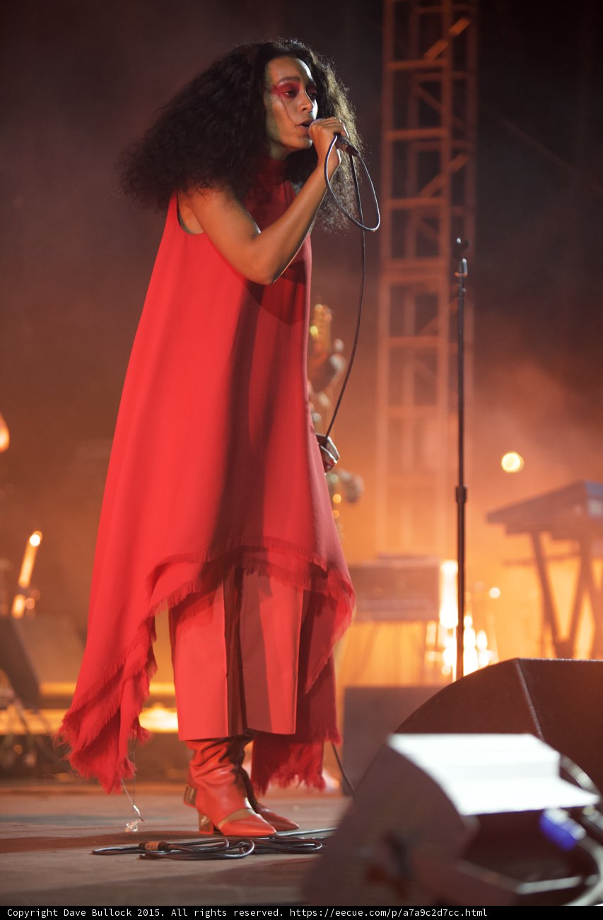 Solange Full Body Profile Flowing Red Dress Scaffolding Stage Monitor
