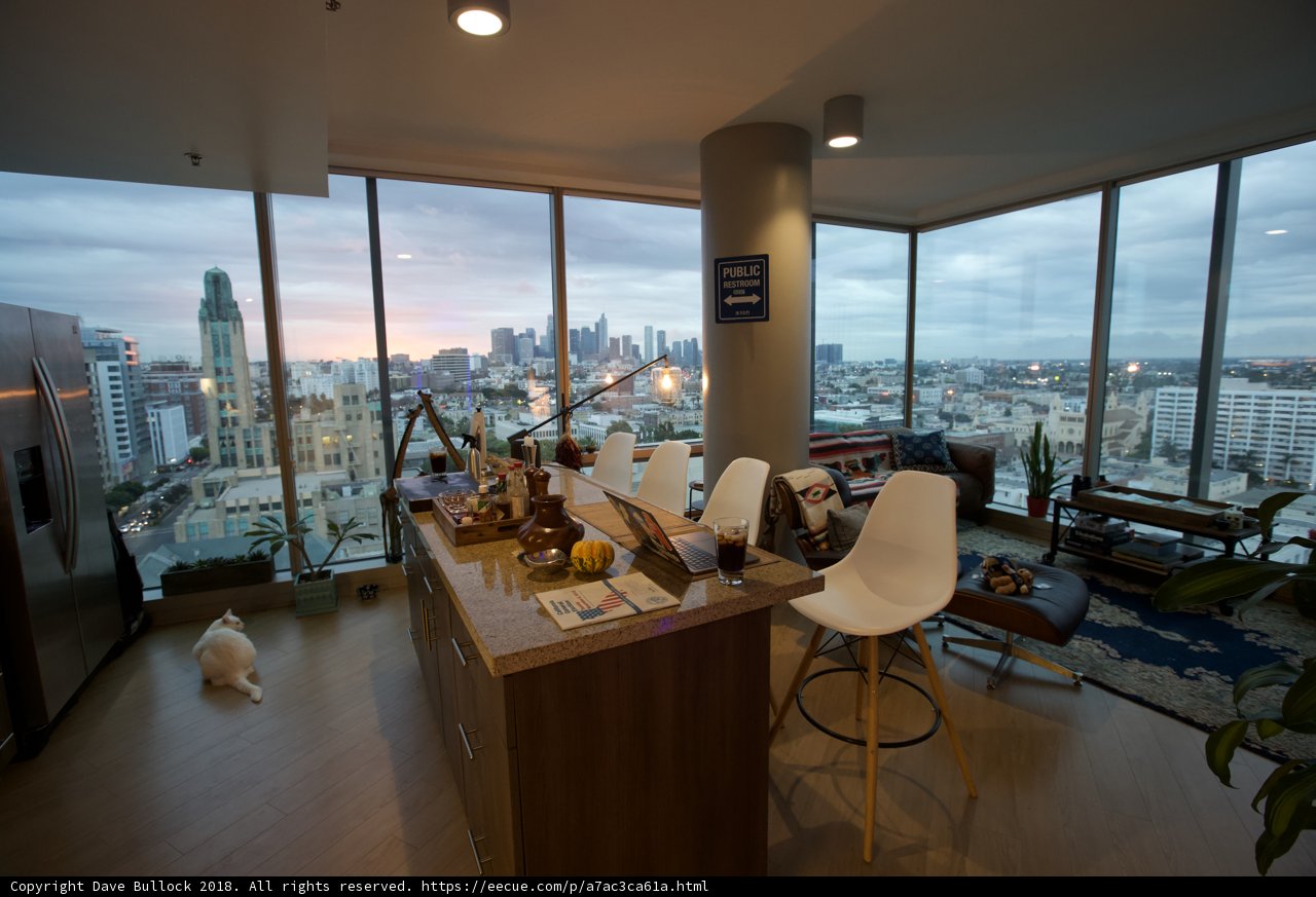 Cityscape View from a Penthouse Living Room