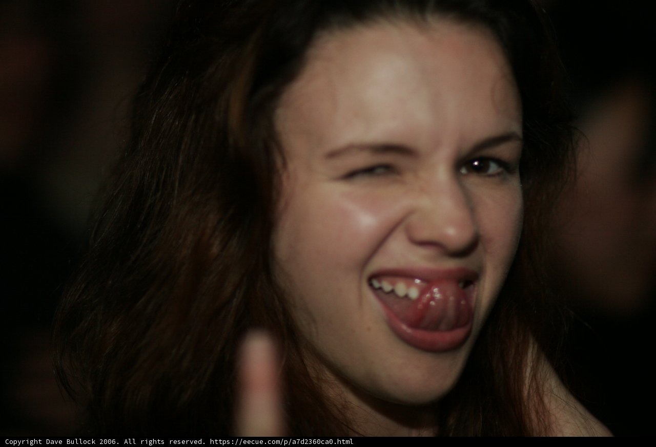 Tongue out and having fun