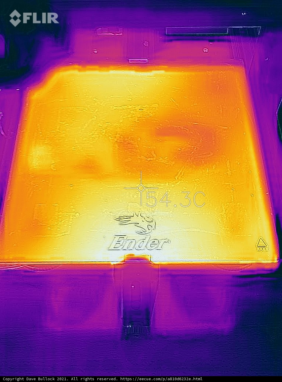 Thermal Image of Heated 3D Printer Bed