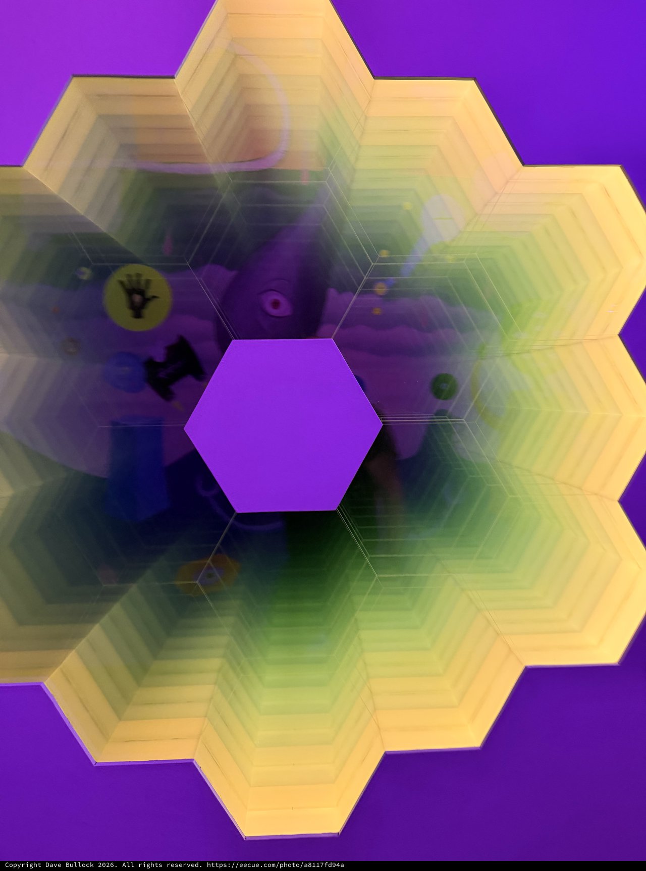 Abstract Hexagonal Pattern with Purple and Yellow Gradient