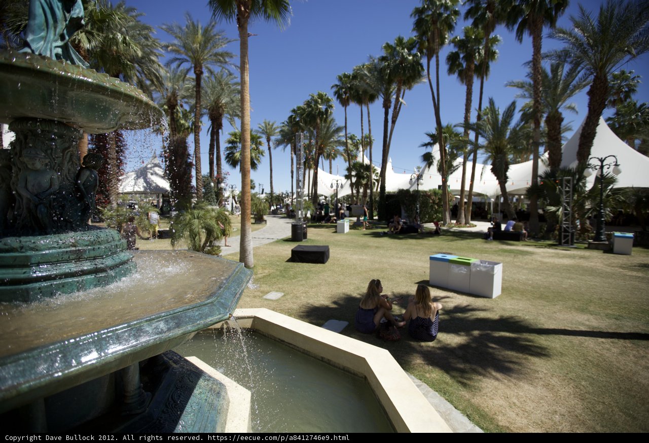 Relaxing by the Fountain at Coachella