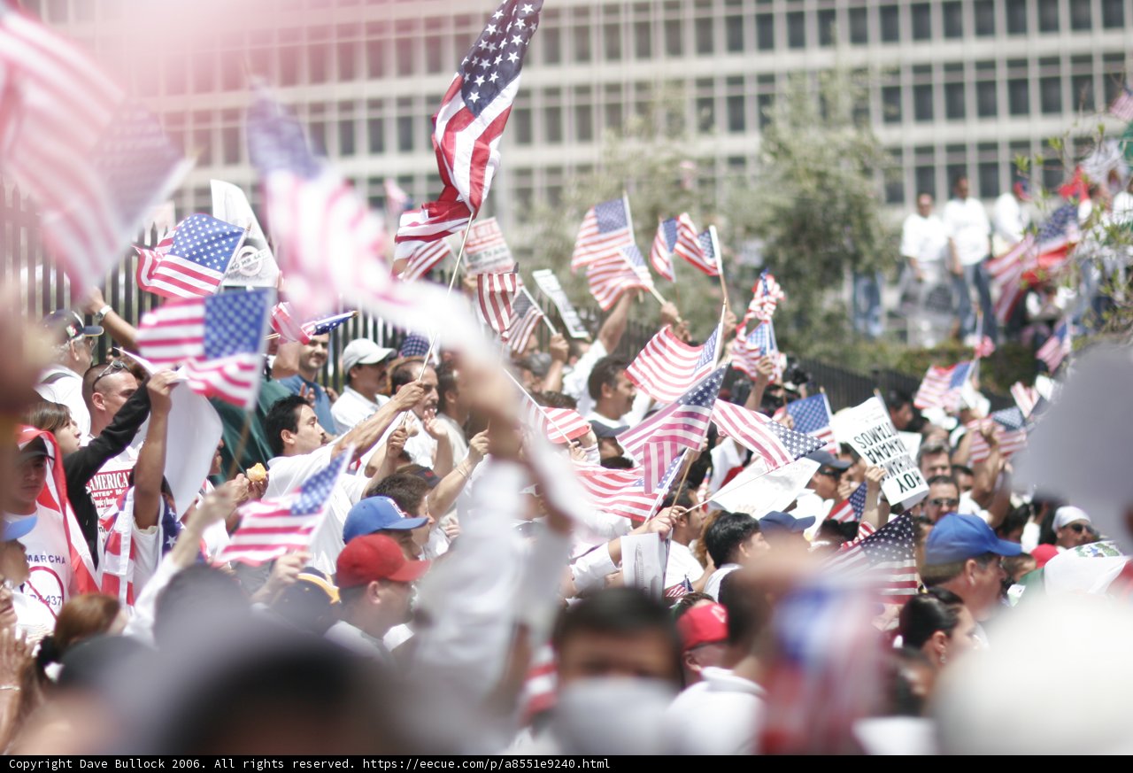 Proud Americans in a Patriotic Parade