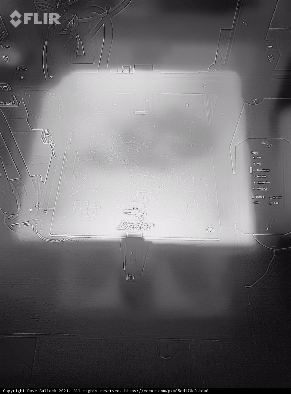 FLIR Thermal Camera View of 3D Printer