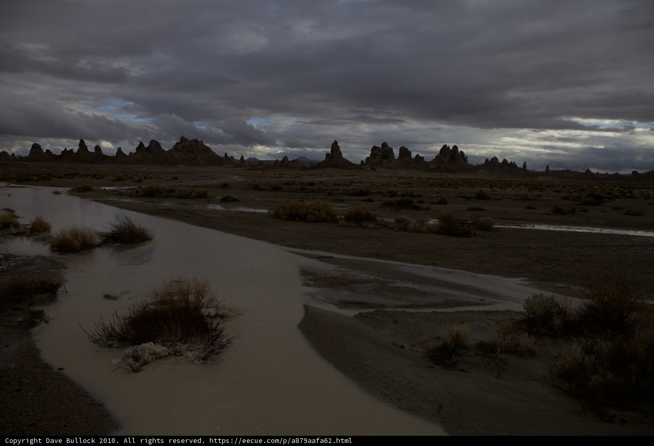 Desert River Amidst Cloudy Skies