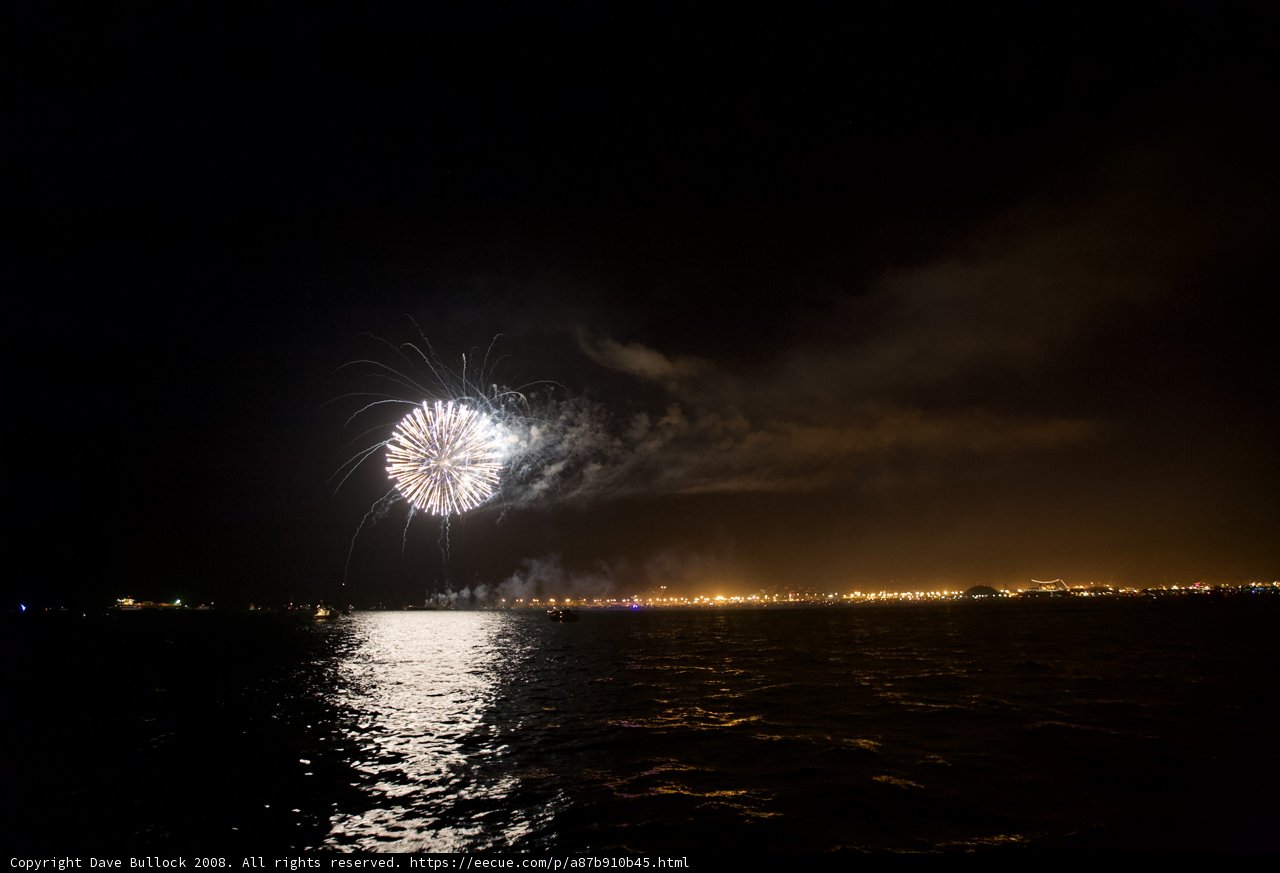 Explosive Nighttime Celebration on the Lake