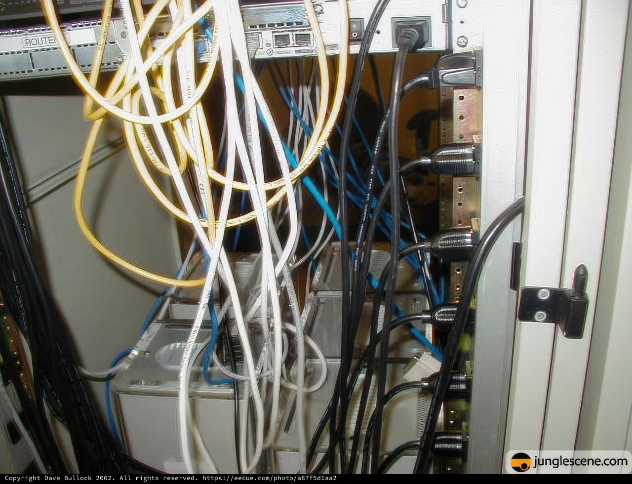 Tangled Cables in a Server Room