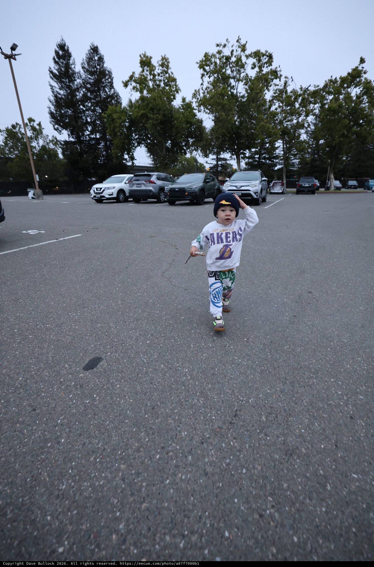 Toddler Runs Free in Parking Lot at Balloon Festival