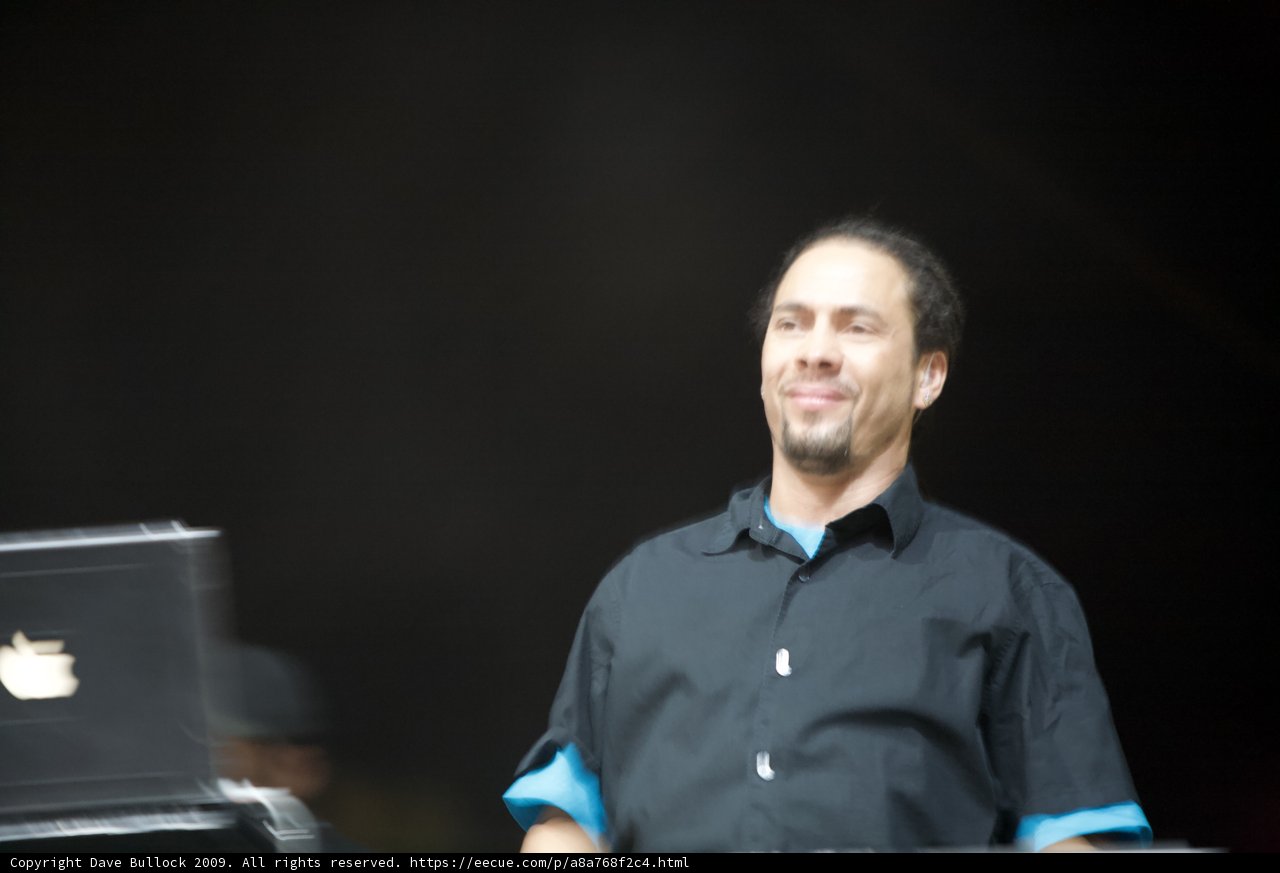 Roni Size Poses with Laptop at Coachella