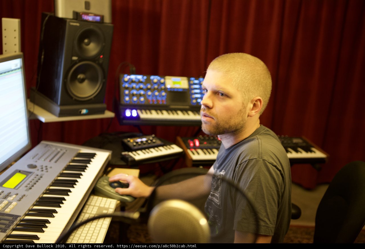 Morgan Page creating music at his keyboard