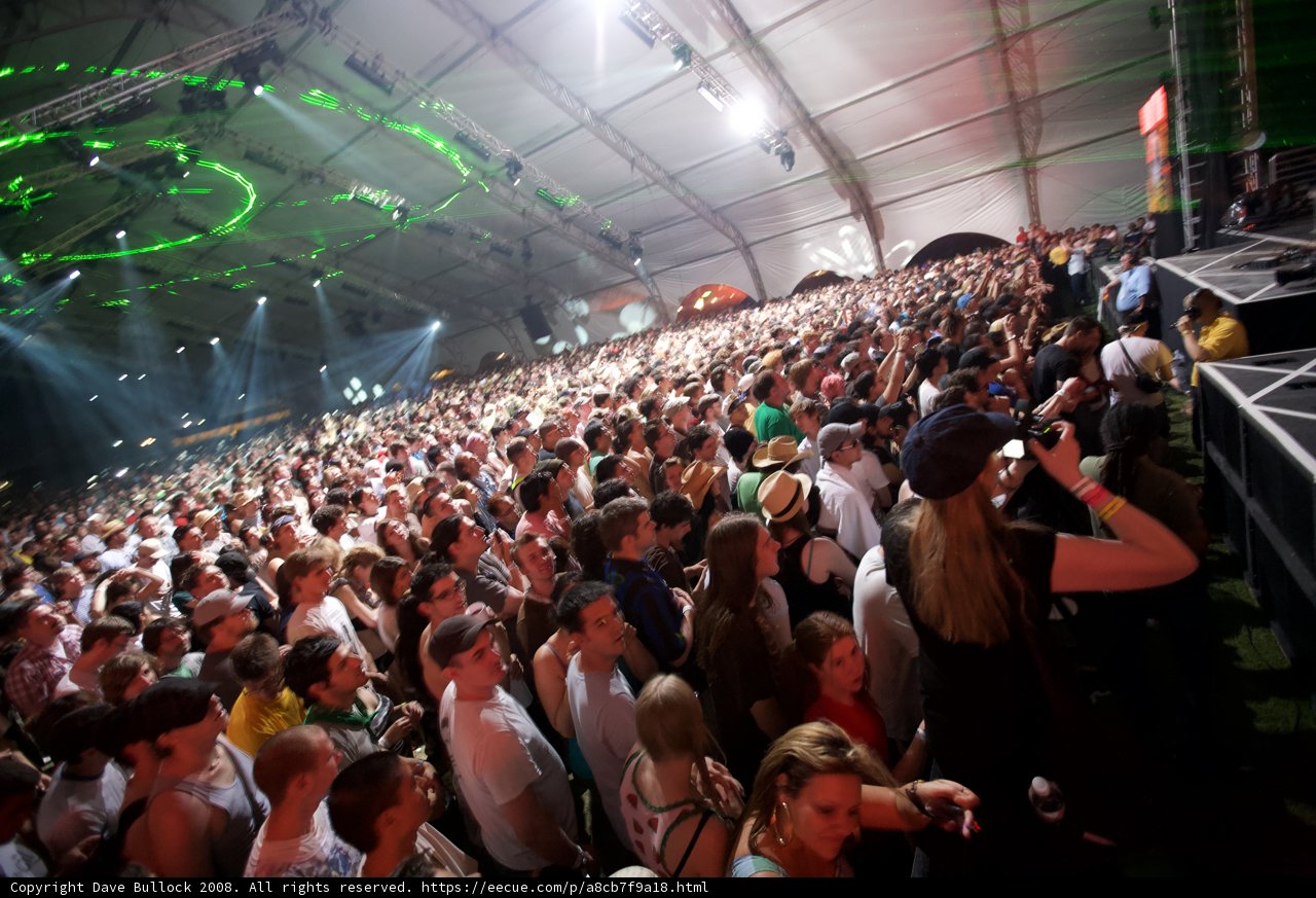 Green Spotlights Illuminate Boisterous Crowd at Coachella