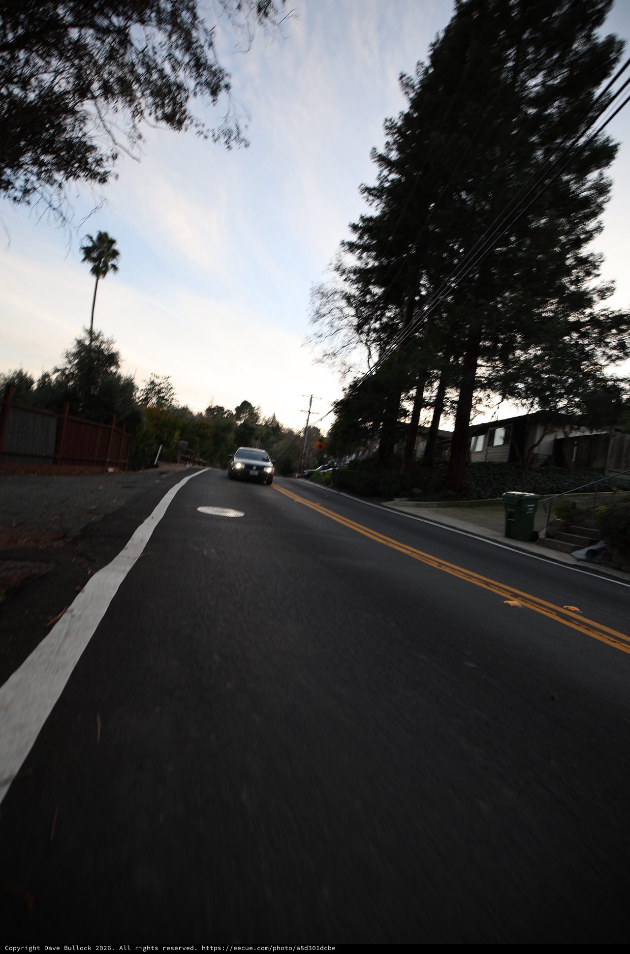 Twilight Drive on a Suburban California Road