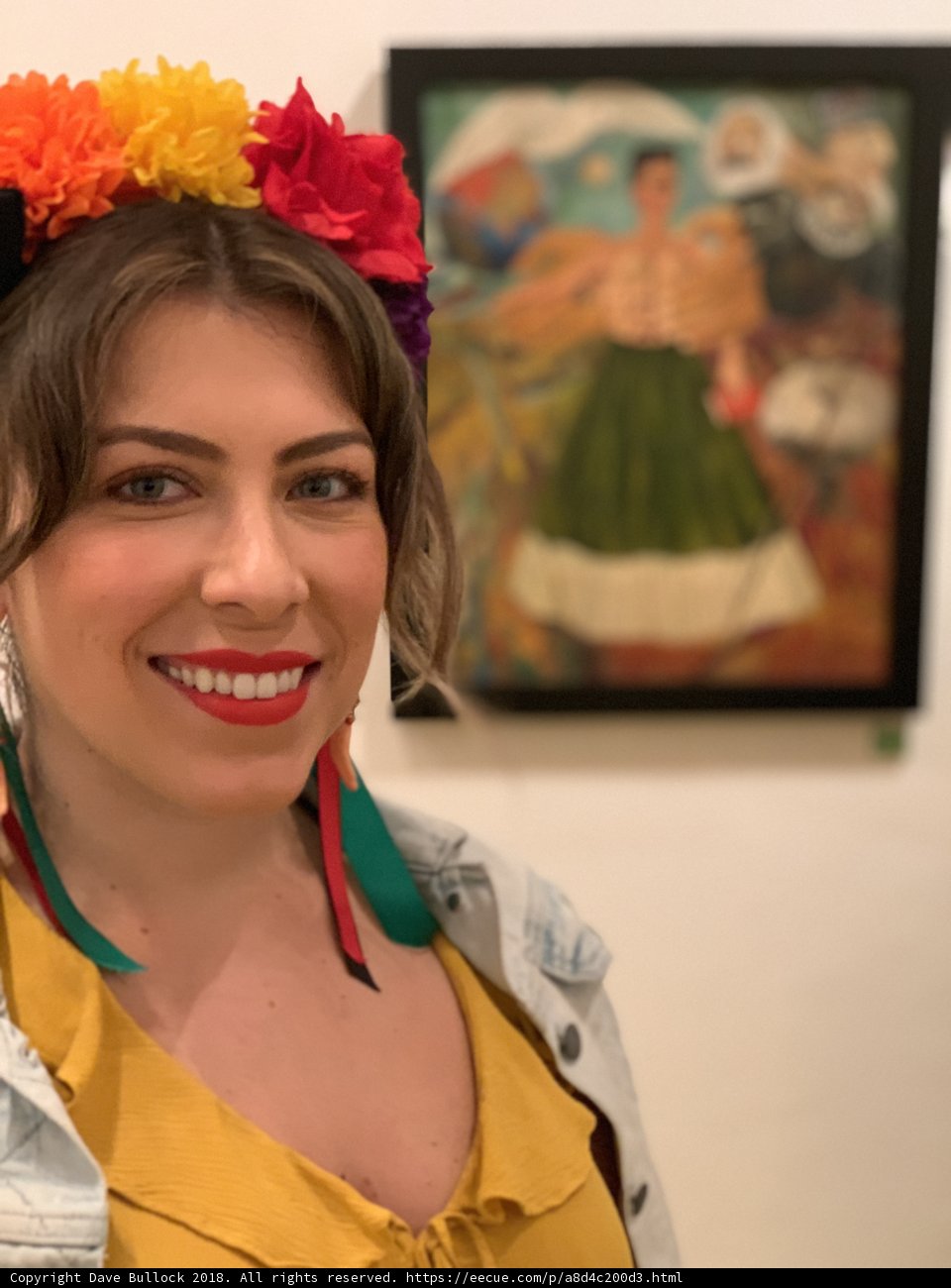 Frida Kahlo-inspired portrait with Mexican headdress