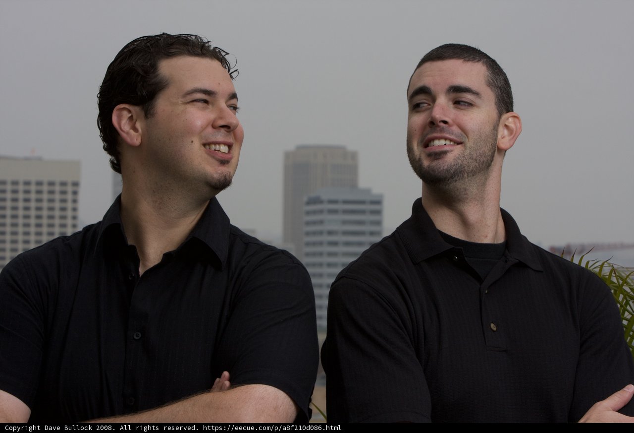 Two Happy Men at the Skyscraper